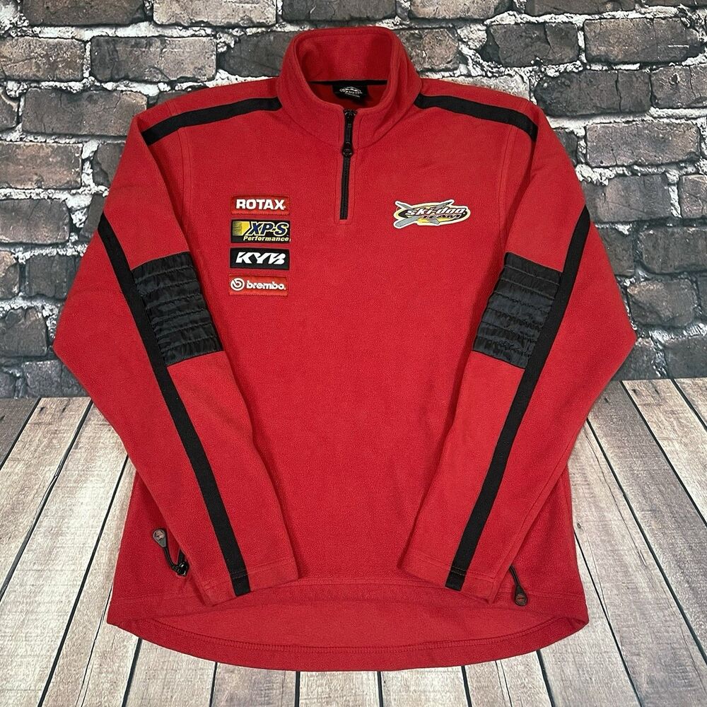 Ski-Doo BRP Rotax Snowmobile Racing Team Red Fleece Sweatshirt Jacket Size Small